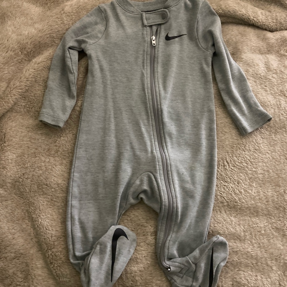 Nike Grey Baby Footed One-Piece Zip Romper